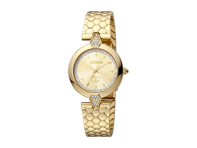 Наручные часы, женские (Корпус- желтое золото, планки инкрустированы кристаллами Swarovski, циферблат- желтое золото, кристаллы Swarovski, крепление- желтое золото)