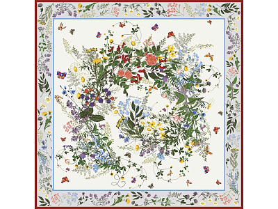 Платок Русский полевой букет (Молочный) Платок Русский полевой букет (Молочный)