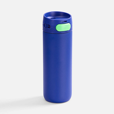 Термостакан X1 с цветной кнопкой  с зеленым (Синий)