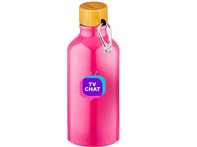 Бутылка Hip S Bamboo с карабином, 400 мл (Неоновый розовый)