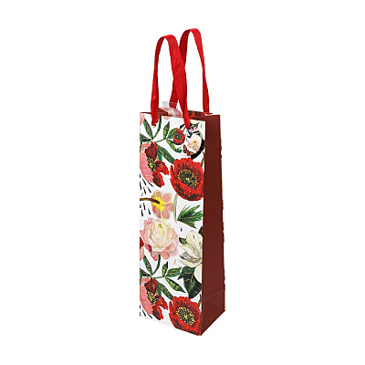 ПАКЕТ ПОДАРОЧНЫЙ ПОД БУТЫЛКУ PREMIUM "FLORA.ПИОНЫ", 12.3 x 36 x 9 см (Многоцветный)