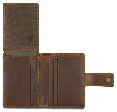 Портмоне Mano "Don Leon", натуральная кожа в коричневом цвете, 7,5 х 10,2 см