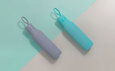 Бутылка для воды "Фитнес" 700 мл, покрытие soft touch, бирюзовый