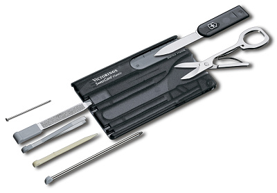 Швейцарская карточка VICTORINOX SwissCard Classic 10 функций полупрозрачная чёрная