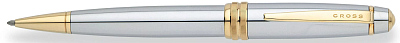 Шариковая ручка Cross Bailey. Цвет - серебристый с золотистой отделкой. (Серебристый)