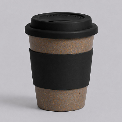 Стакан из бамбукового волокна Café (Серо-коричневый/черный)