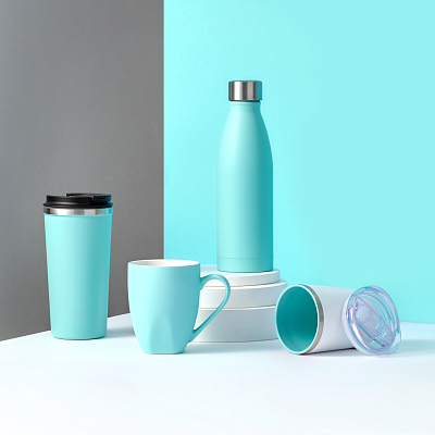 Термобутылка вакуумная герметичная Фреско (Fresco), аква (гладкое порошковое покрытие)