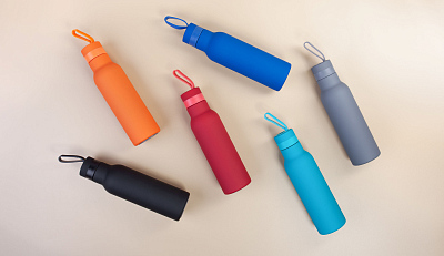 Бутылка для воды "Фитнес" 700 мл, покрытие soft touch, серый