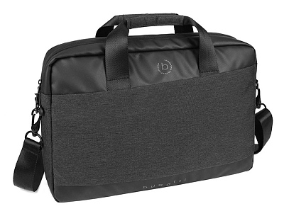 Портфель мужской BUGATTI Universum 15'', графитовый, полиэстер меланж/тарпаулин, 38х7х27 см, 7 л (Серый)