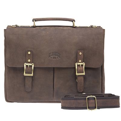 Сумка KLONDIKE «Barry», натуральная кожа в темно-коричневом цвете, 40 х 31 х 10 см (Коричневый)