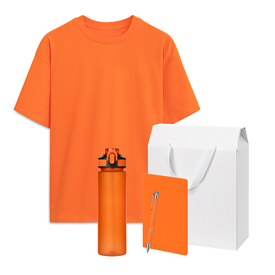 Набор с одеждой RUST (футболка, бутылка, блокнот, ручка), оранжевый, XL/2XL (Оранжевый, белый)