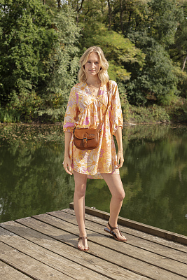 Сумка женская KLONDIKE GOLD «Kate», натуральная кожа в коньячном цвете, 21 х 16,5 х 6,5 см