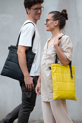 Шоппер Superbag Bubble, с магнитной кнопкой (желтый с черным)