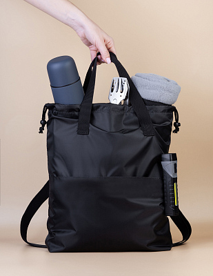 Сумка-рюкзак "Carry", серый с бирюзовым, черный (Чёрный)