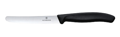 Набор из 6 столовых ножей VICTORINOX SwissClassic, 11 см, волнистая кромка, чёрная рукоять