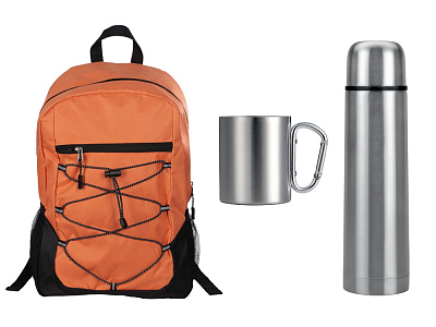 Набор туриста с термосом и кружкой в рюкзаке (Оранжевый)