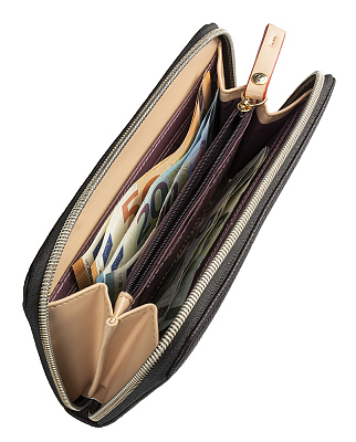 Кошелёк женский BUGATTI Ella, тёмно-коричневый, полиуретан, 19х2х10 см