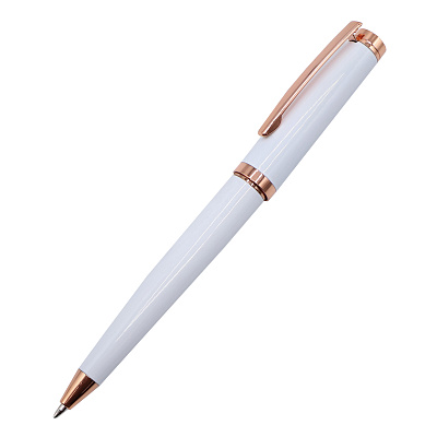 Ручка металлическая Betty, белая с золотом (Белый/розовое золото)