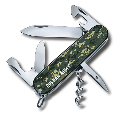 Нож перочинный VICTORINOX Spartan Российская армия, 91 мм, 12 функций, камуфляж (Зеленый)