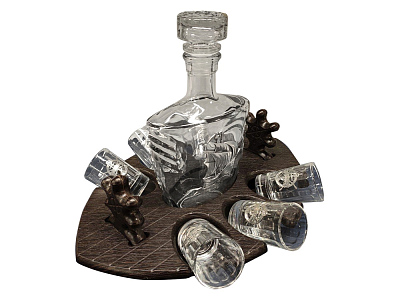 Набор для водки (Прозрачный/золотистый, коричневый)