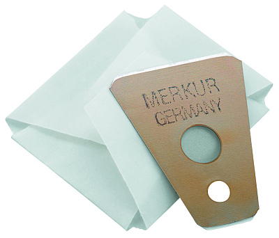 Станок контурный для бритья MERKUR 907C, глянцевое хромированное покрытие, прямой срез, короткая ручка, лезвие в комплекте (1 шт)