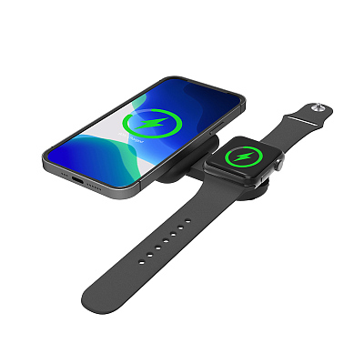 Складная беспроводная (15W) зарядная станция "I-Fold" для смартфона, часов/наушников, черный (Чёрный)