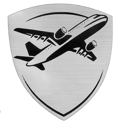 Шильд-наклейка самолет, серебро (Серебристый)