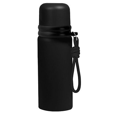 Термос Knotrope со шнурком на карабине   (Чёрный)