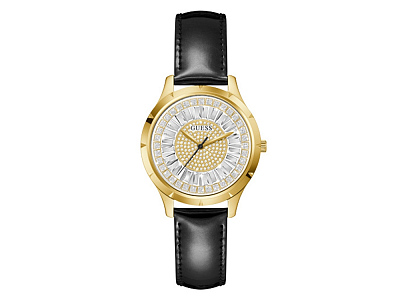 Часы наручные GLAMOUR, женские (Корпус- желтое золото, циферблат- шампань, крепление- черный)