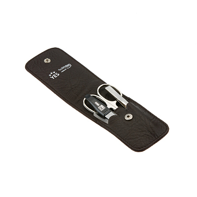 Маникюрный набор YES, 3 пр. Футляр: натуральная кожа, цвет коричневый