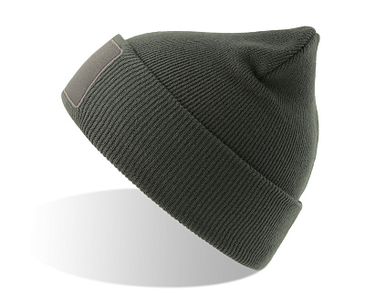 Шапка вязаная  двойная Wind-S с патчем (Тёмно-серый)