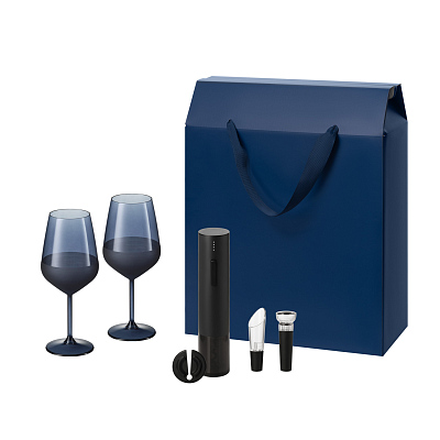 Подарочный набор Sapphire, Sacramento (2 бокала + набор для вина) (Синий, черный)