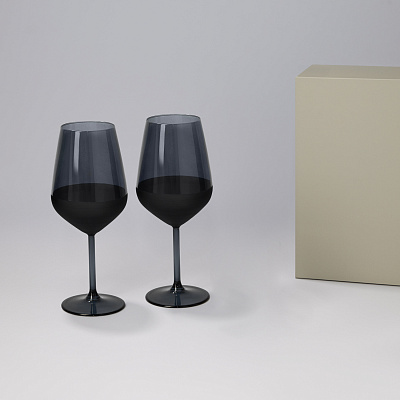 Подарочный набор 2 бокала для вина Блэк Эдишн (Black edition) в серой коробке (Черный, серый)