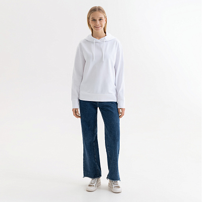 Худи с капюшоном, унисекс Алекс (Alex) белый, размер S