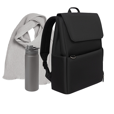 Подарочный набор Marco, серый (шарф, термобутылка, рюкзак) (Серый, черный)