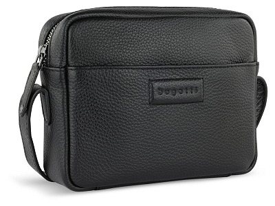 Сумка кросс-боди женская BUGATTI Elsa, чёрная, воловья кожа/полиэстер, 19х5,5х14 см (Черный)