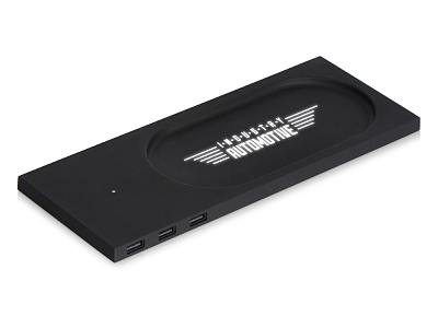 Беспроводное настольное зарядное устройство Glide с подсветкой, soft-touch (Чёрный)