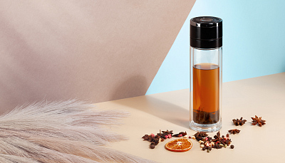 Заварочный термос "Press" 400 мл, серебристый, черный