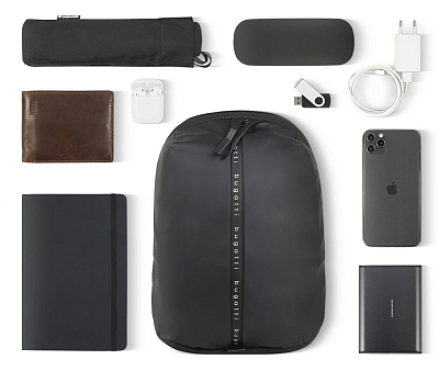 Рюкзак с одним плечевым ремнем BUGATTI Blanc, чёрный, тарпаулин/полиэстер, 18х9х30 см