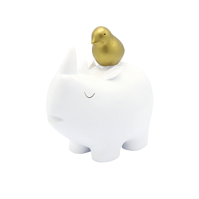 Статуэтка носорог и пеночка (Белый)