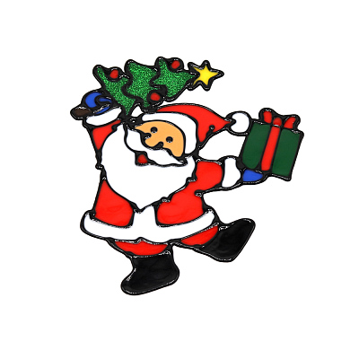 Наклейки на окна (пластиковые) (дед мороз 20*25) (Мультиколор)