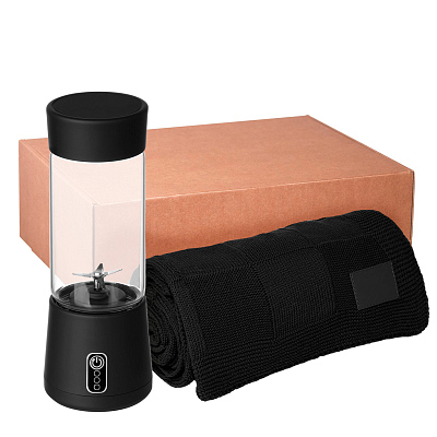 Подарочный набор Felice, Cella, черный (плед, блендер) (Чёрный)