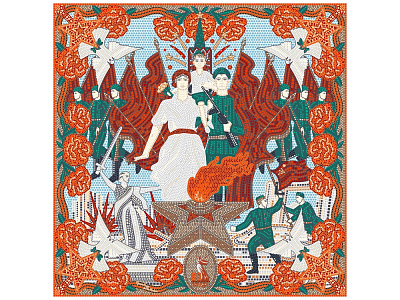 Платок 80 лет Великой Победы (Красный)