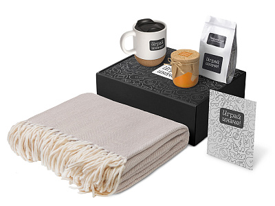 Подарочный набор Re:y. Nest с пледом, кружкой и вареньем (Белый)