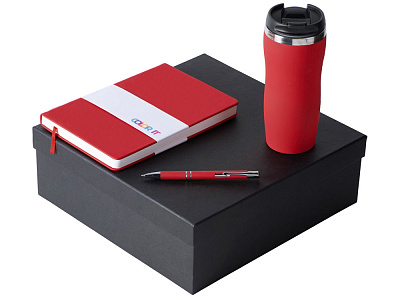 Подарочный набор Color it с блокнотом, металлической ручкой и термокружкой (Красный)