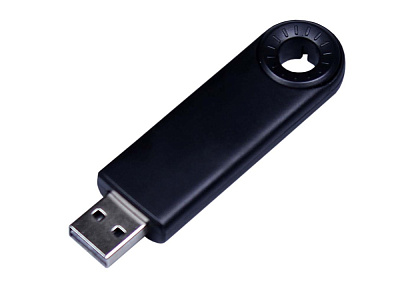 USB 2.0- флешка промо на 32 Гб прямоугольной формы, выдвижной механизм (Чёрный)
