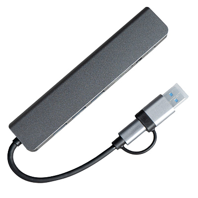 USB-хаб ROOT 8 в 1 , алюминий (Серый)