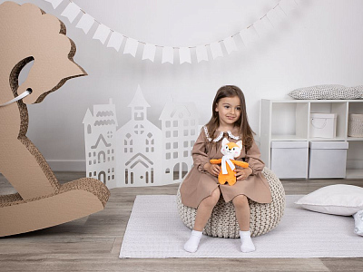 Мягкая игрушка Beastie Toys, лисенок с белым шарфом