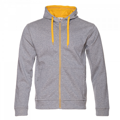 Толстовка мужская STAN с капюшоном на молнии сэндвич 320, 18 (Серый меланж)