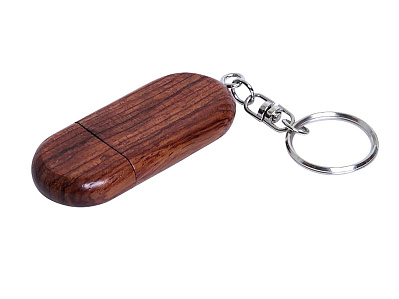 USB 2.0- флешка на 64 Гб овальной формы и колпачком с магнитом (Коричневый)